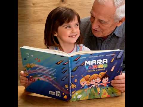 Nieta y abuelo leyendo libro de Mara Turing